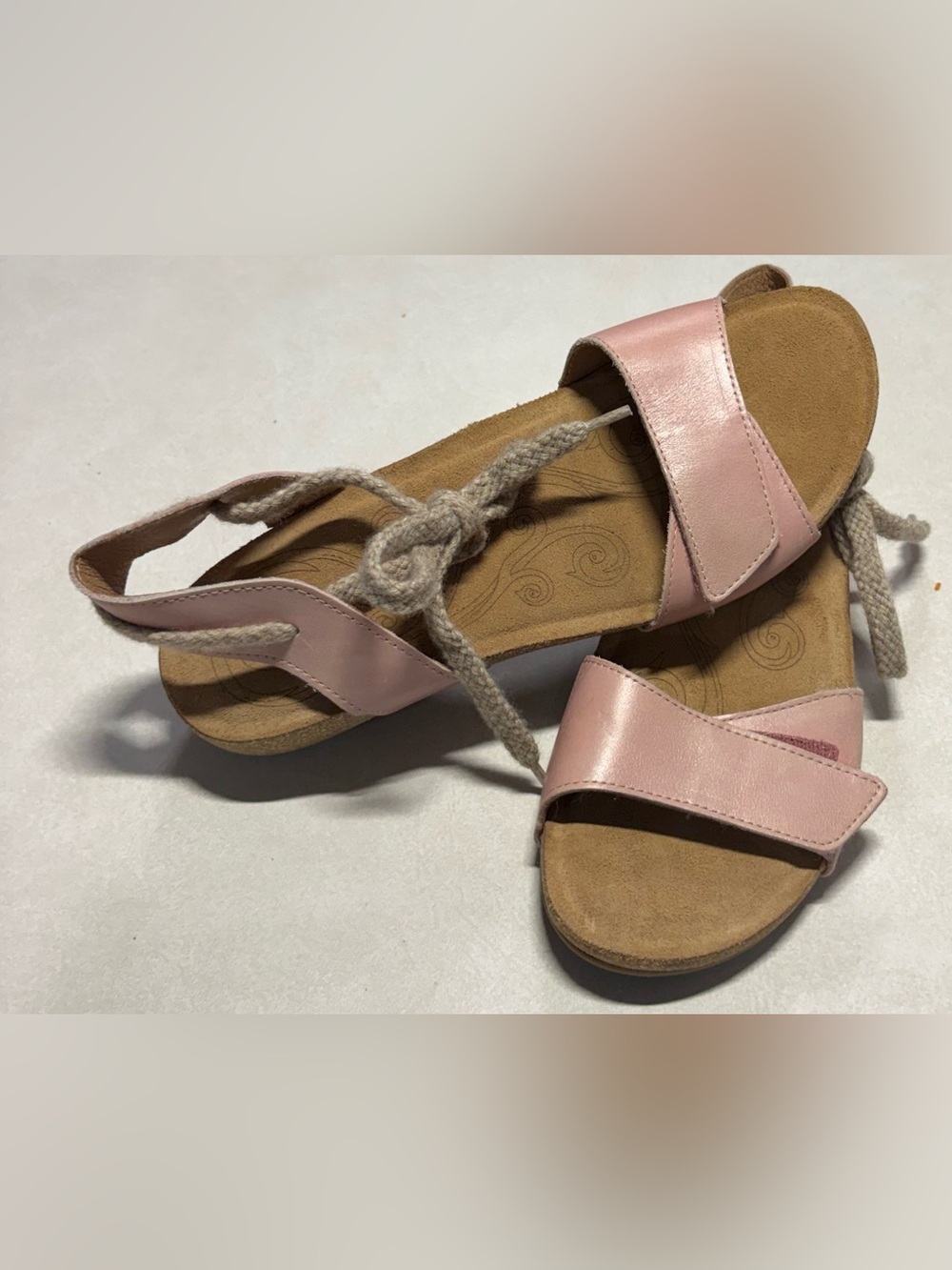 Taos Leather Ankle Wrap Wedges Back and Forth Vintage Pink 40